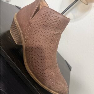 Elegant Perforated Brown Ankle Booties